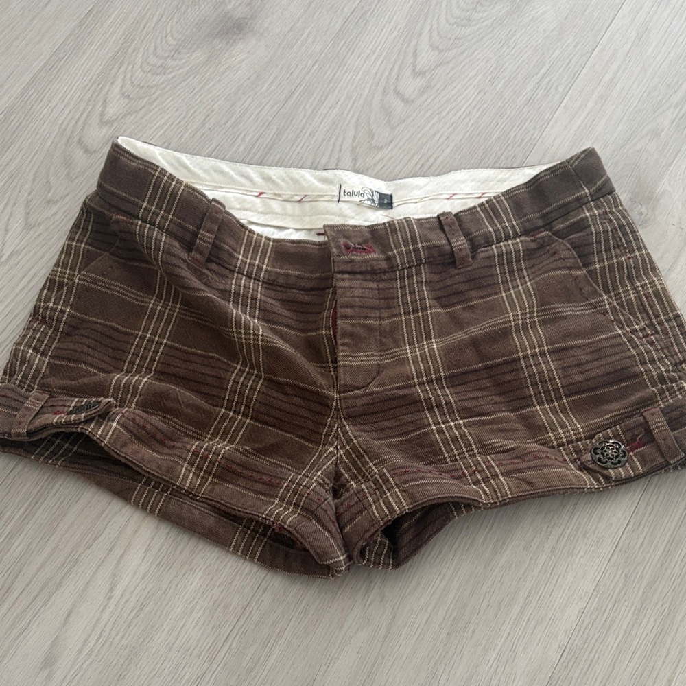 Talula Brown Checkered Women Shorts